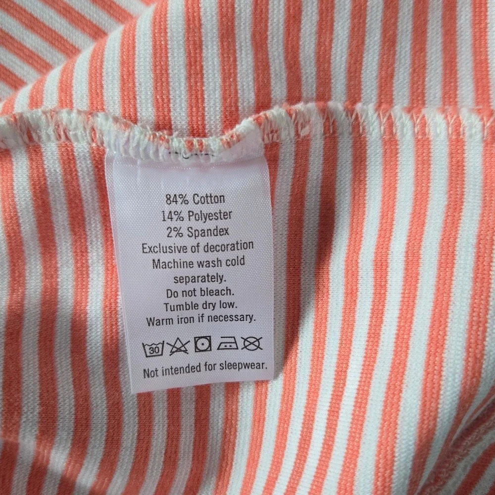 Janie and Jack Girls 2T Coral White Striped Peplum Dress Bow Straps Button Back